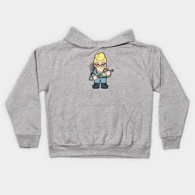 Egon Spengler Ghostbusters Chibi Kids Hoodie by mighty corps studio